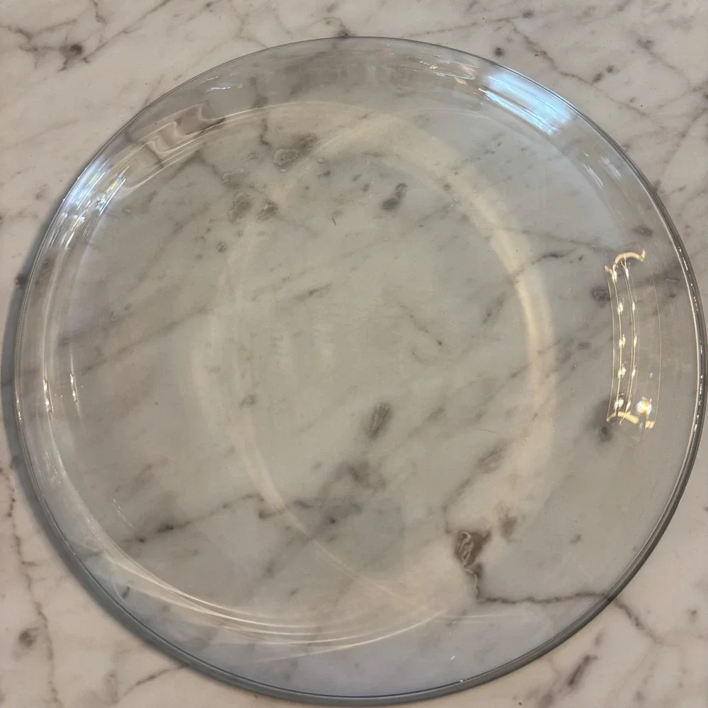Clear Glass Microwave Plate and Vented Dome Cover Set with Red Handle